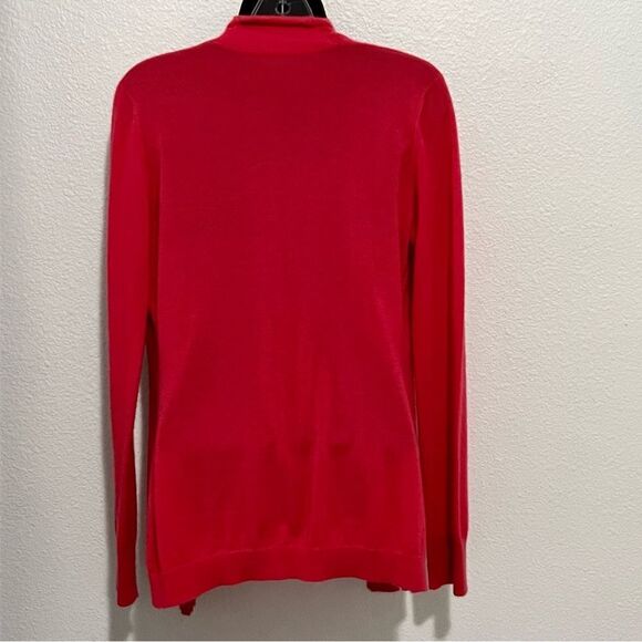 Ellie Tahari 100% Cashmere Watermelon Pink  Lightweight Open V Neck Cardigan M - Picture 4 of 8